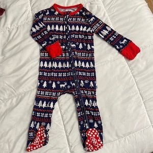 Little Bum Bums winter print zippered footie pajama. NEVER WORN